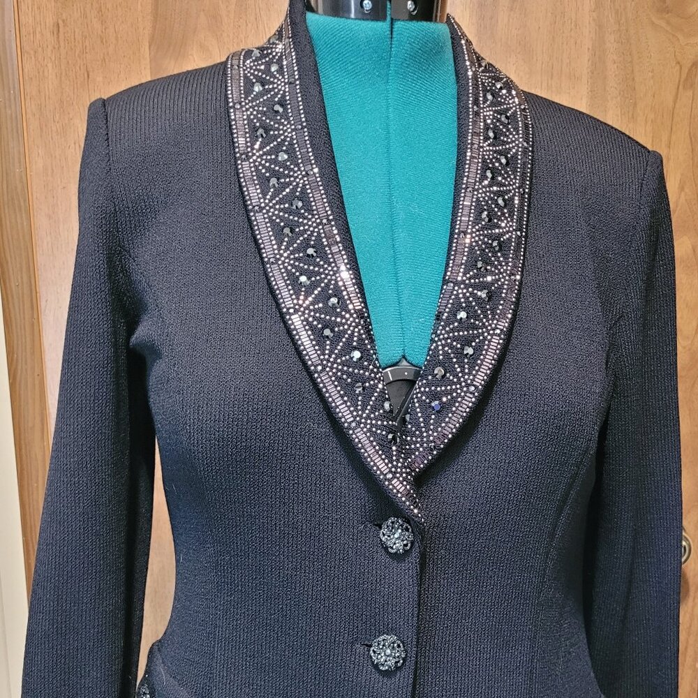 St. John By Marie Gray Collection Black Santana Knit Size 8 Jacket Evening Wear